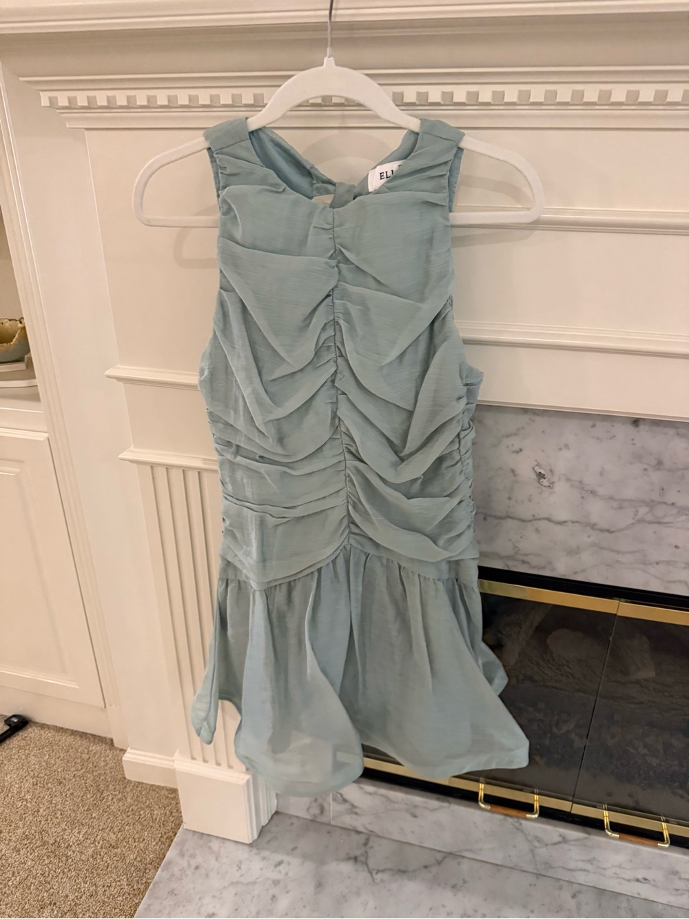 Elliatt Light Sage Ruched Chiffon Cocktail Dress